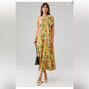 Farm Rio Tropical one shoulder midi dress, resortwear dress